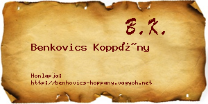 Benkovics Koppány névjegykártya